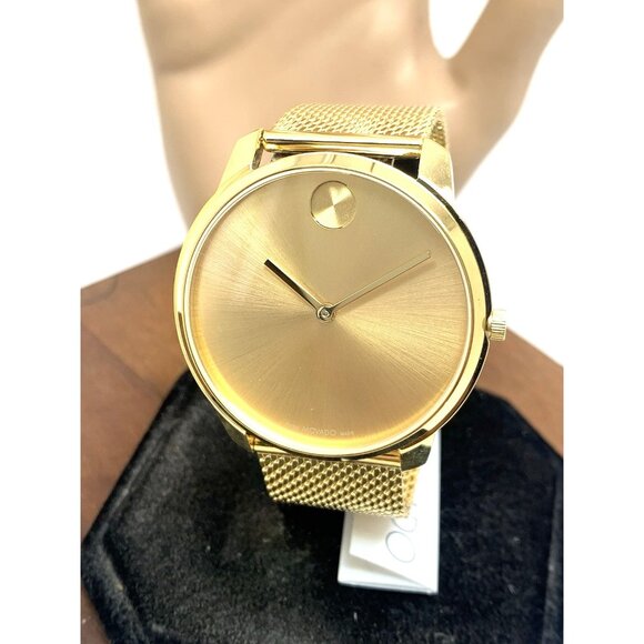 Movado Other - Movado Men's Watch 3600833 Bold Gold Dial Swiss Quartz Steel 42mm Mesh Band